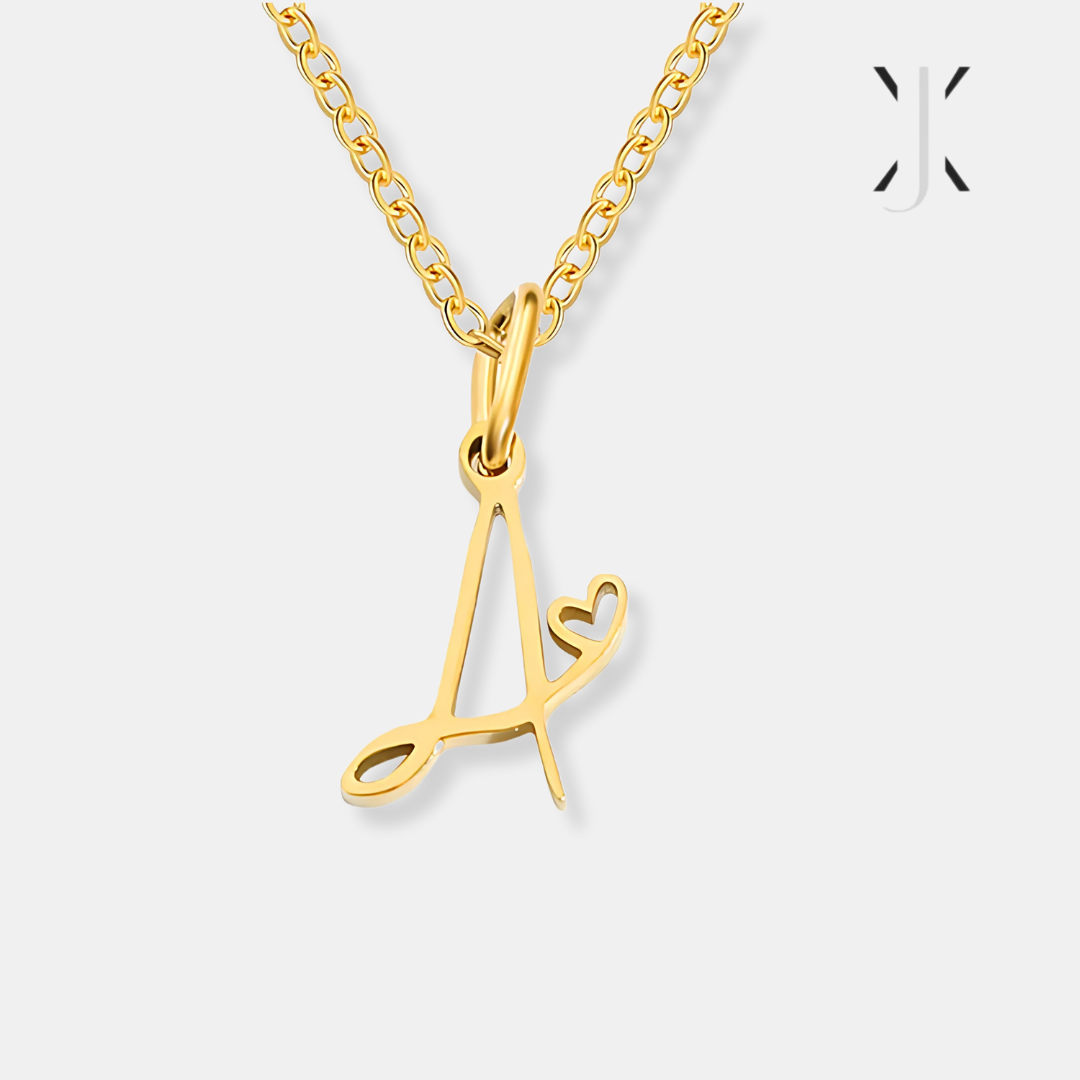 Gold Letter Heart Necklace