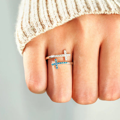 Pavé Double Cross Ring