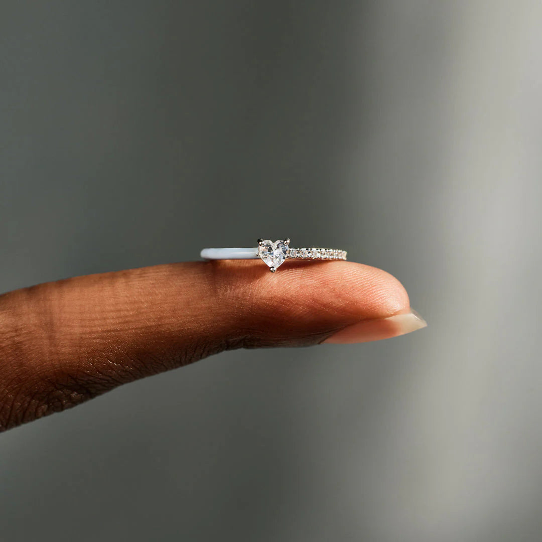 Heart-Cut Half Enamel Ring