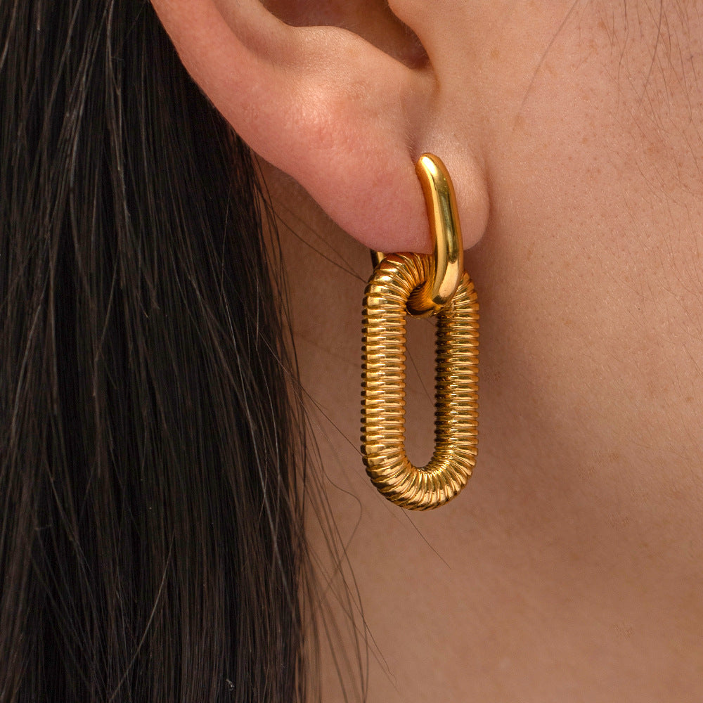 Ribbed Link Earrings