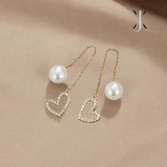 Heart & Pearl Drop Earrings