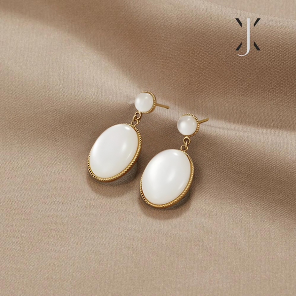 White Stone Drop Earrings