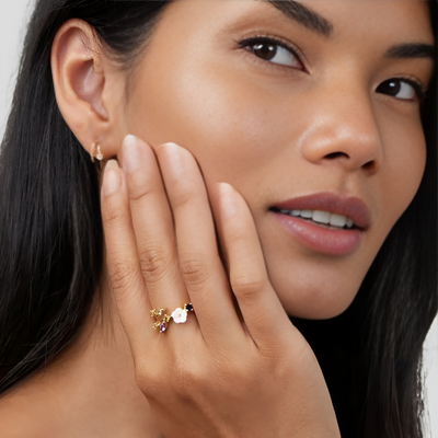 Crystal Zircon Flower Ring