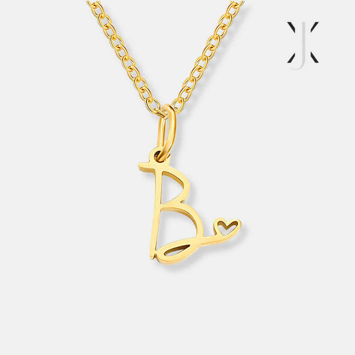 Gold Letter Heart Necklace