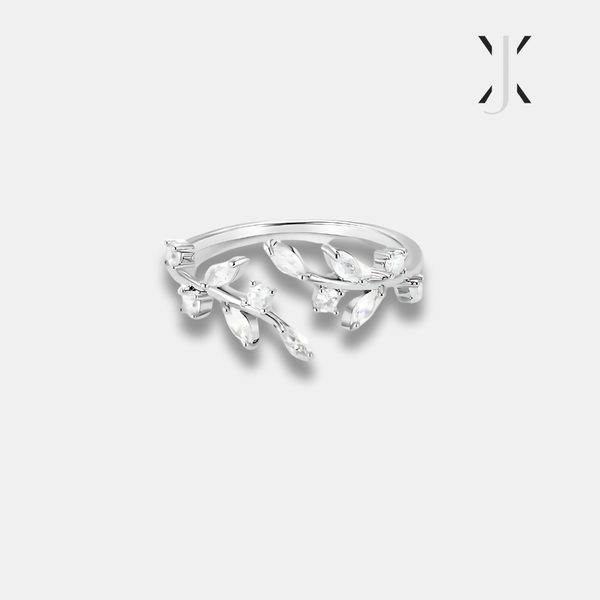 Silver Crystal Vine Ring