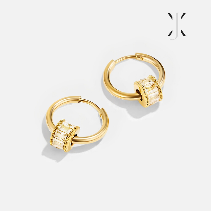 Gigi Crystal 18K Gold Hoop Earrings