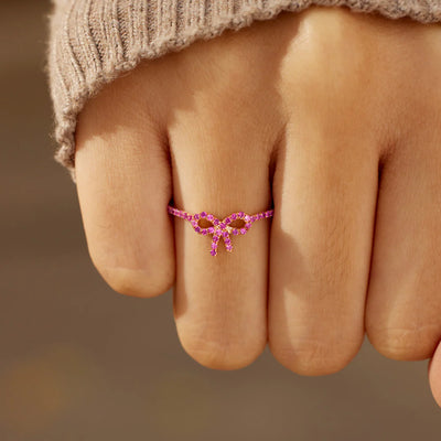 Pink Pavé Bow Ring