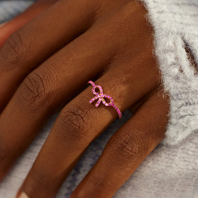 Pink Pavé Bow Ring