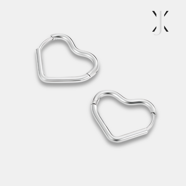 Heart Silver Hoops