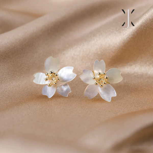 Dahlia Shell Flower Earrings