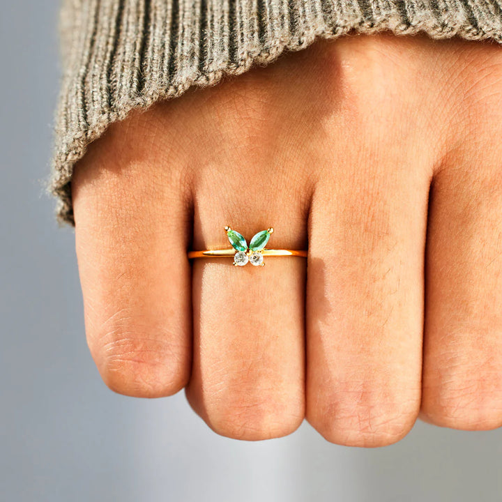 Strength Green Butterfly Ring