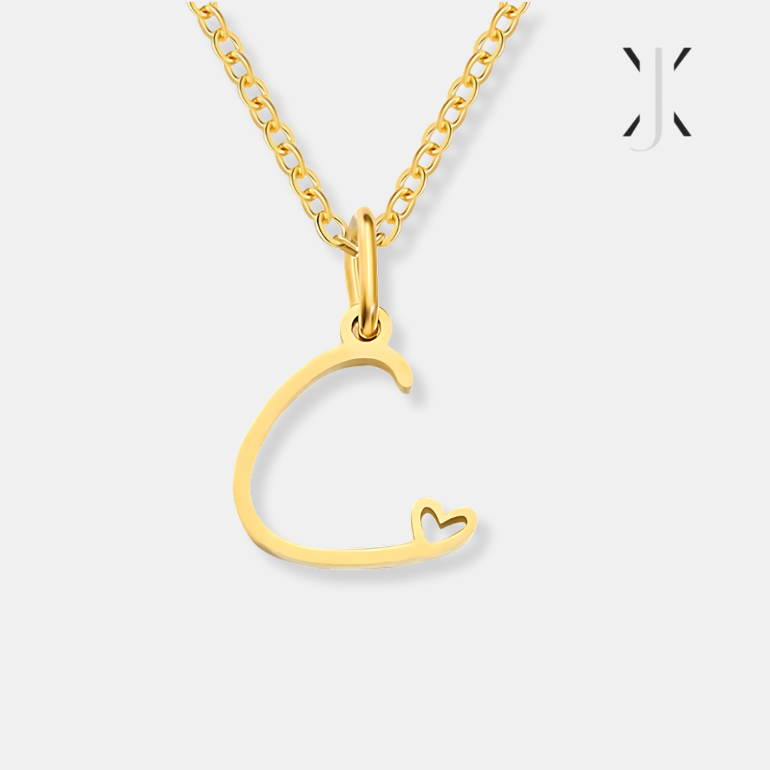 Gold Letter Heart Necklace