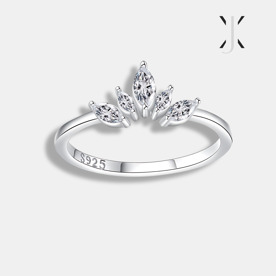 Silver Athena Crystal Crown Ring