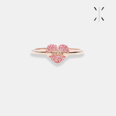 Pavé MOM Heart Ring