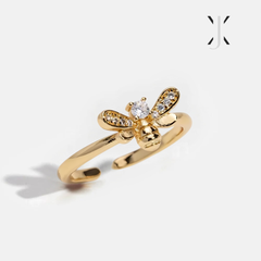 Laila Crystal & Gold Bee Ring