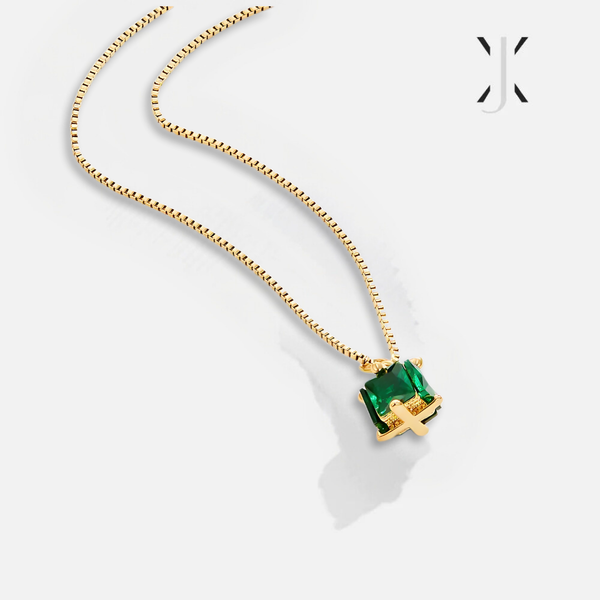 Emerald Cube Necklace