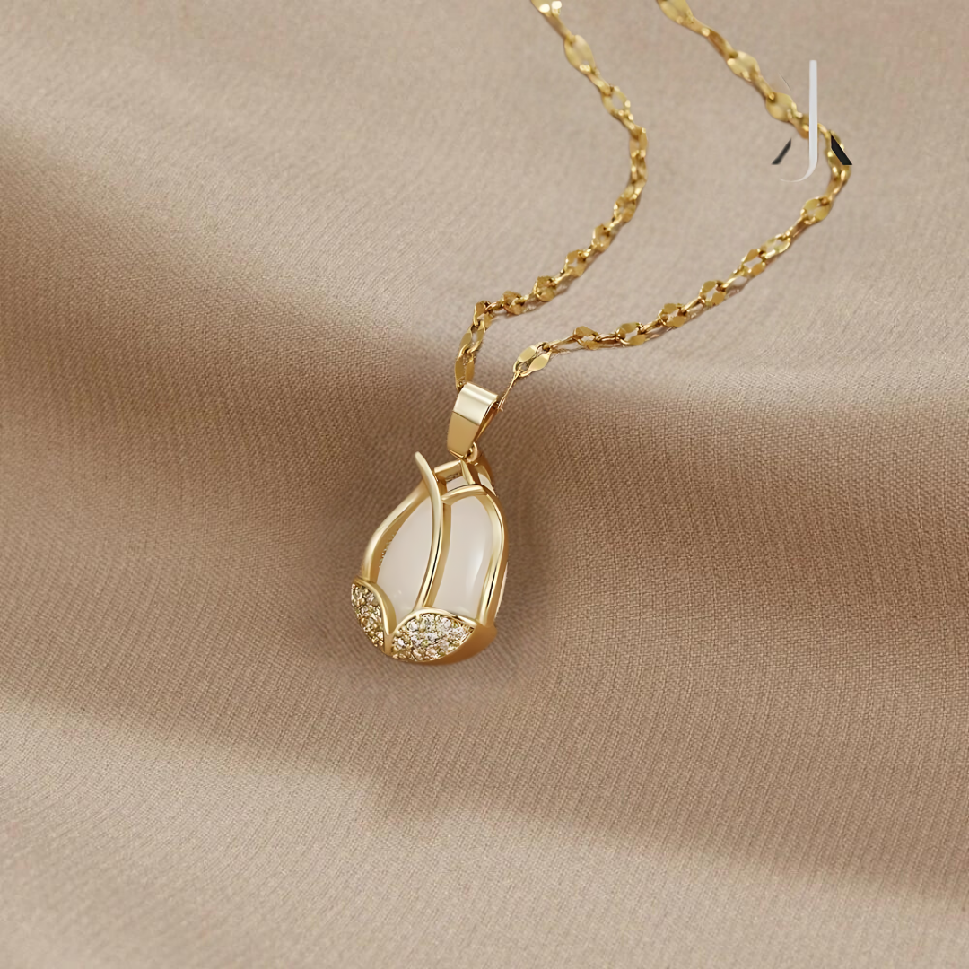 Golden Tulip Crystal Necklace