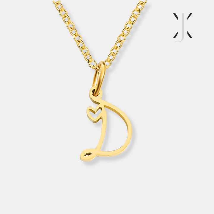 Gold Letter Heart Necklace