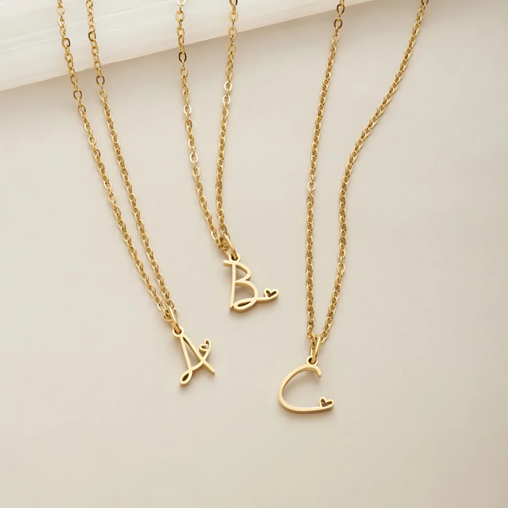 Gold Letter Heart Necklace