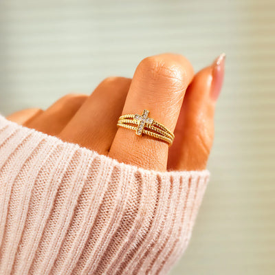 Pray Big Worry Cross Ring