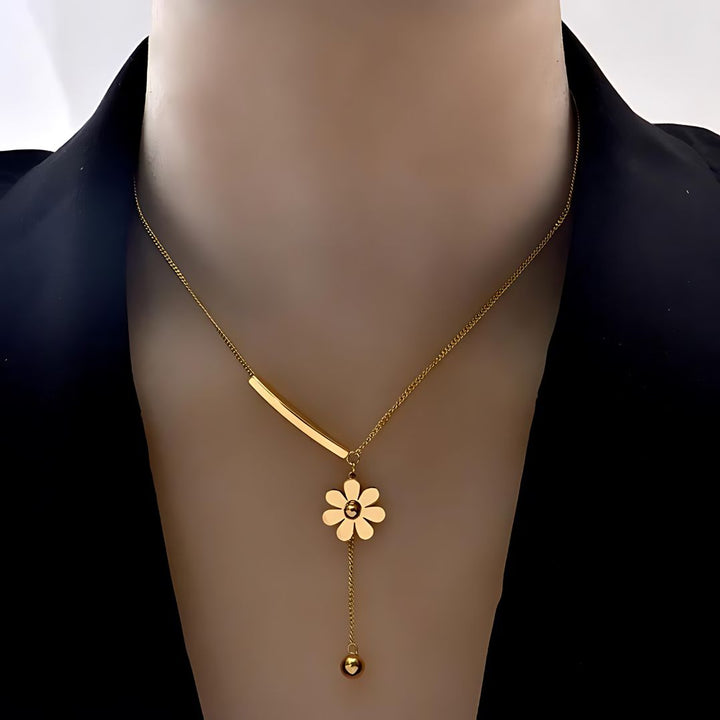 Golden Daisy Tassel Necklace