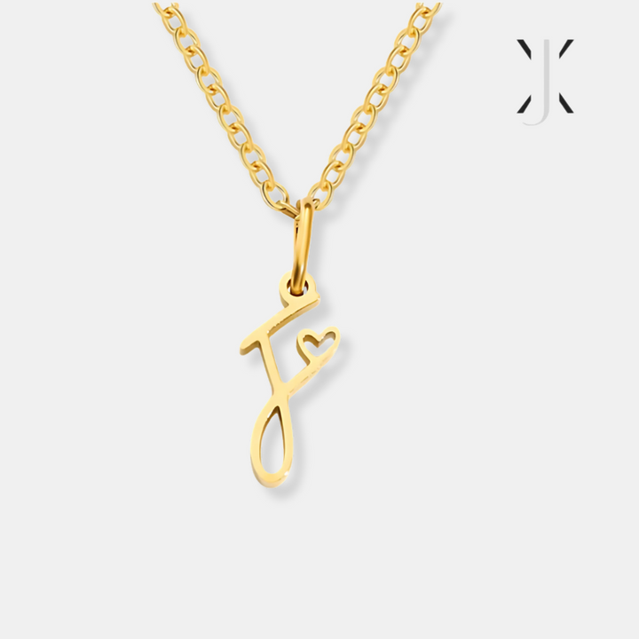 Gold Letter Heart Necklace