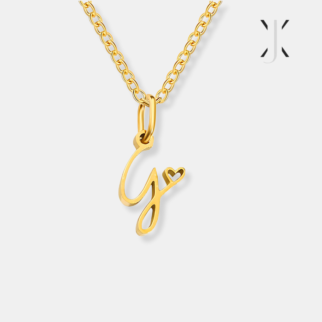 Gold Letter Heart Necklace