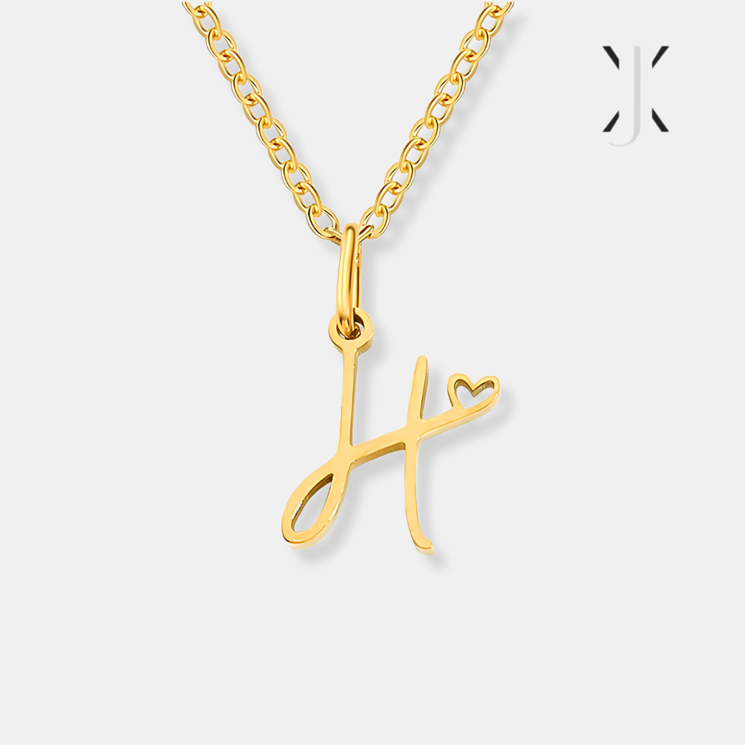 Gold Letter Heart Necklace