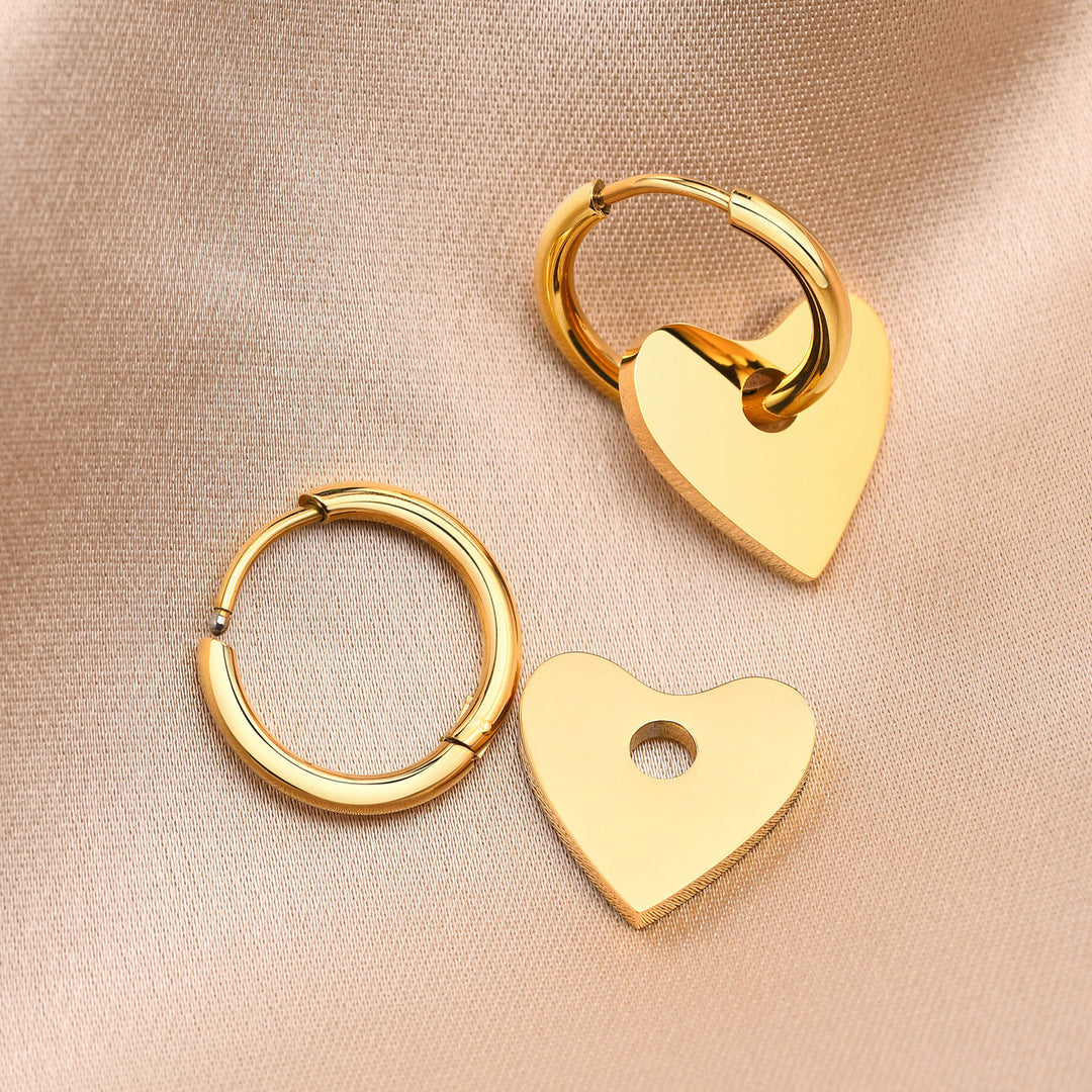 Heart Huggie Hoops