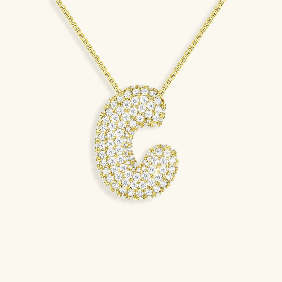 BUBBLE INITIAL DIAMOND NECKLACE