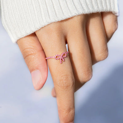 Pink Pavé Bow Ring