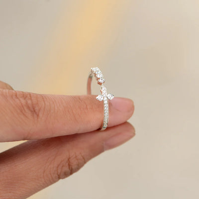 God Pavé Sideways Cross Ring