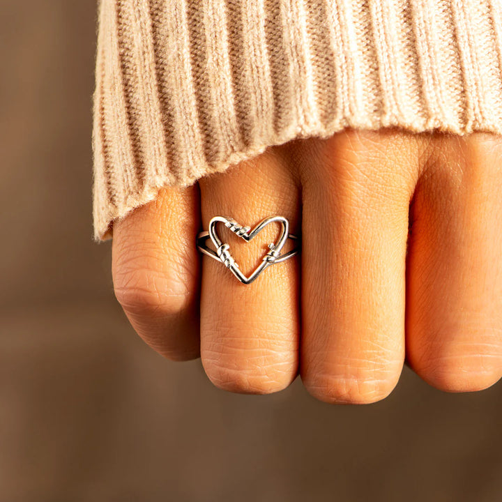 Silver Heart Wire Ring