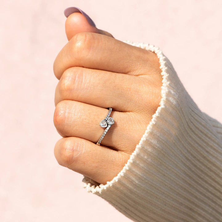 Anillo de dos corazones para hija