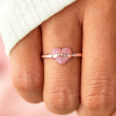 Pavé MOM Heart Ring