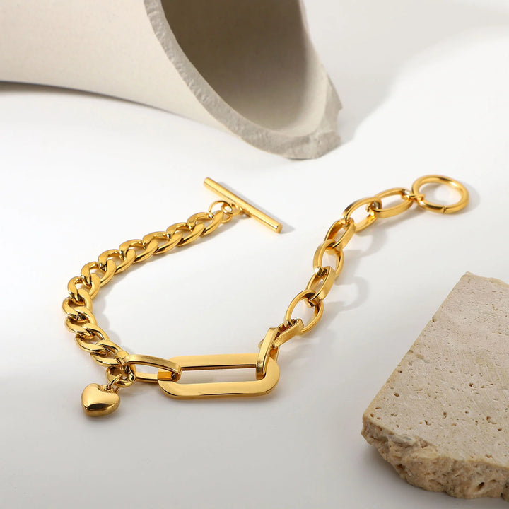 Dangle Heart Cuban Bracelet