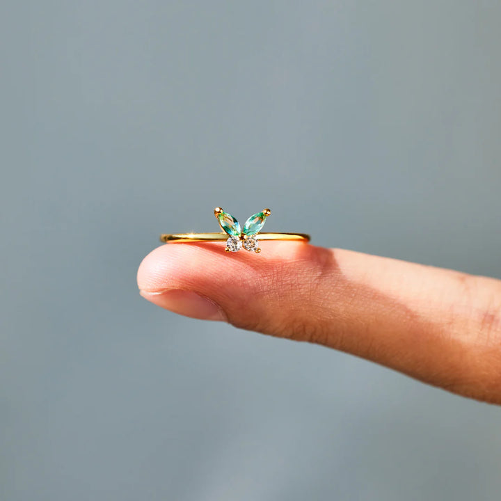 Strength Green Butterfly Ring