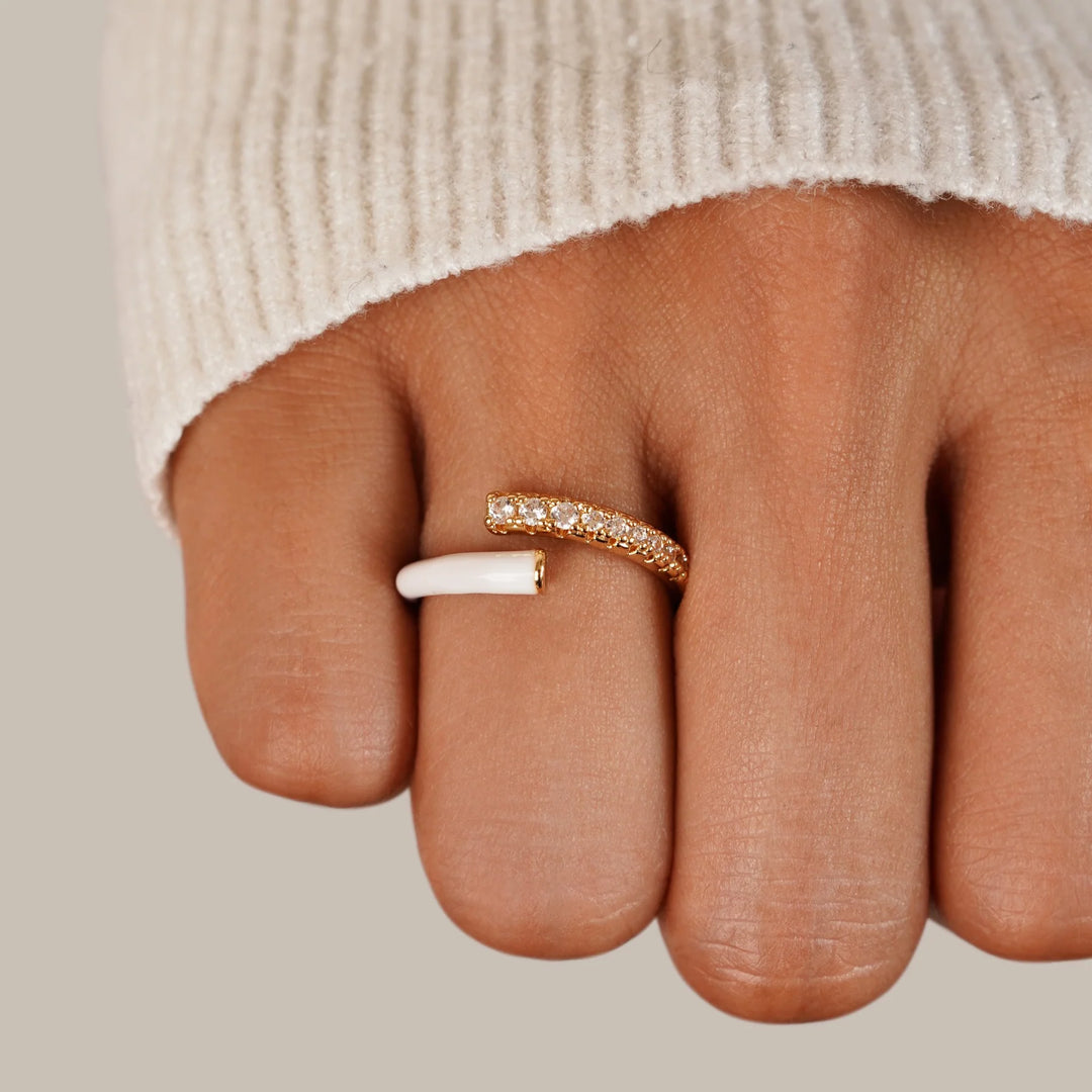 Arya Gold & White Shell Wrap Ring