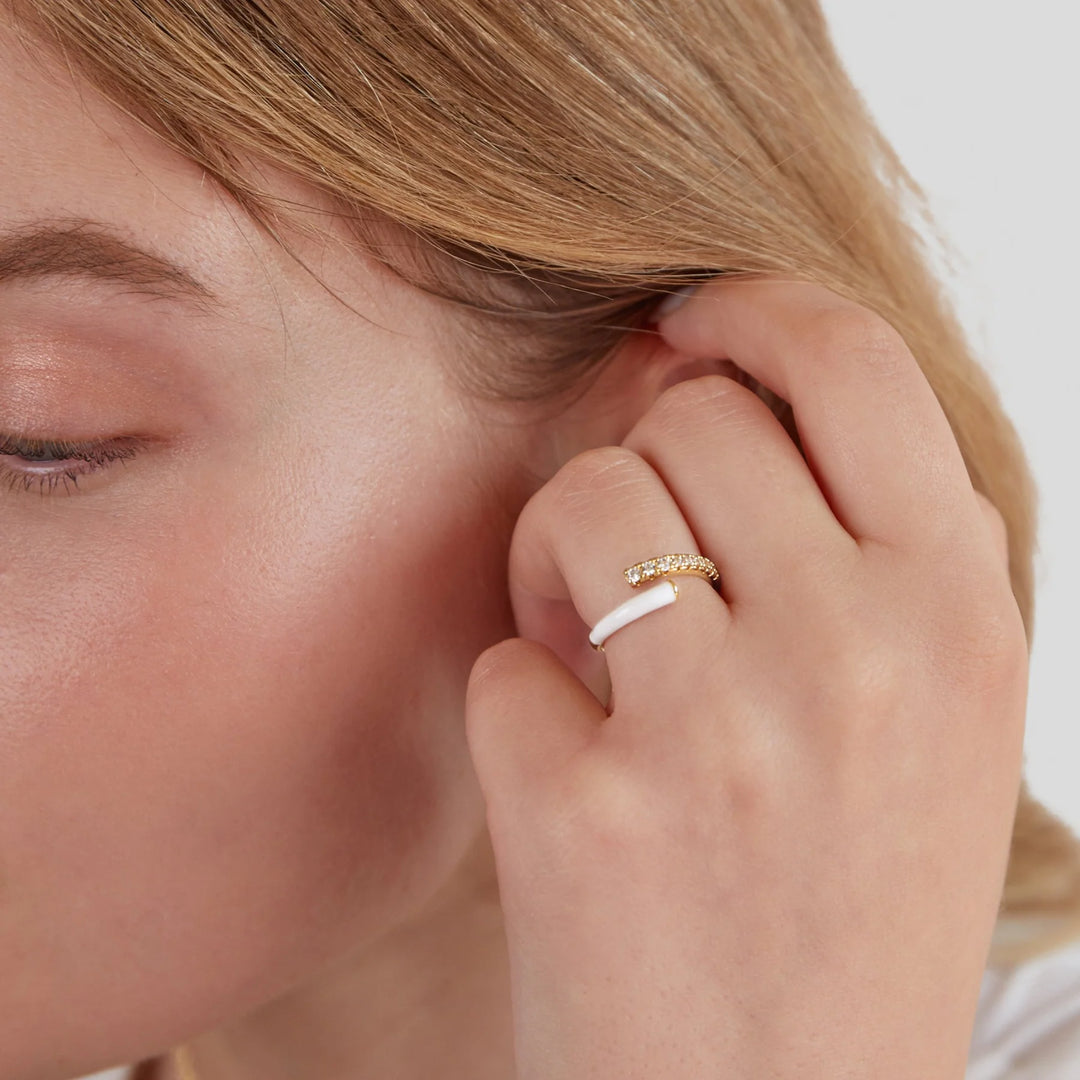 Arya Gold & White Shell Wrap Ring