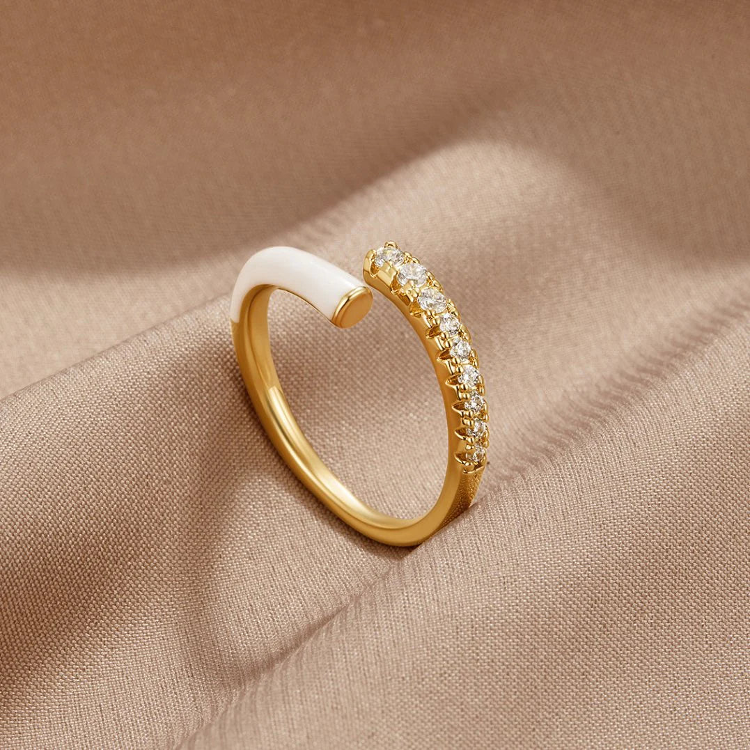 Arya Gold & White Shell Wrap Ring