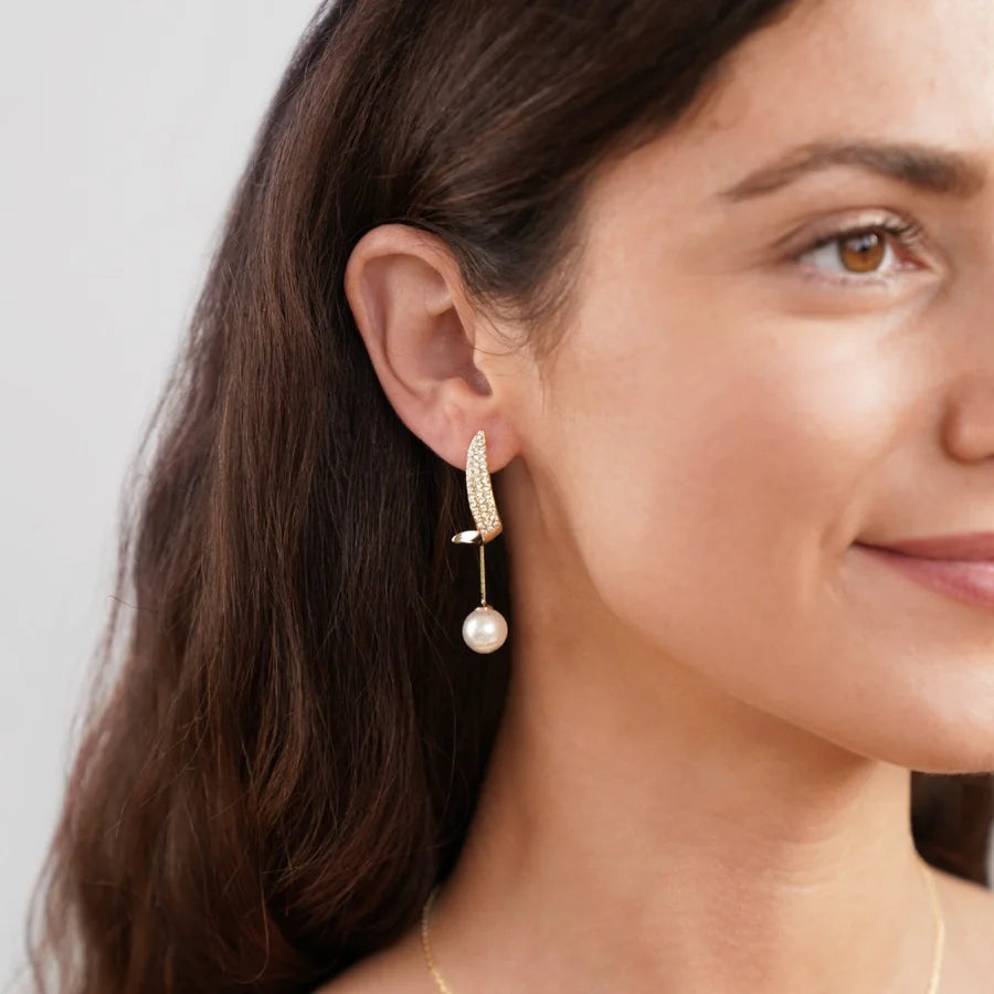 Crystal Erin Pearl Drop Earrings