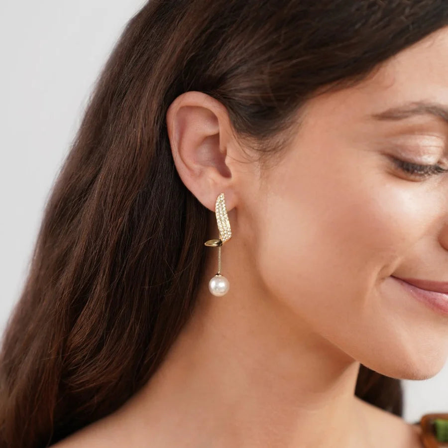 Crystal Erin Pearl Drop Earrings