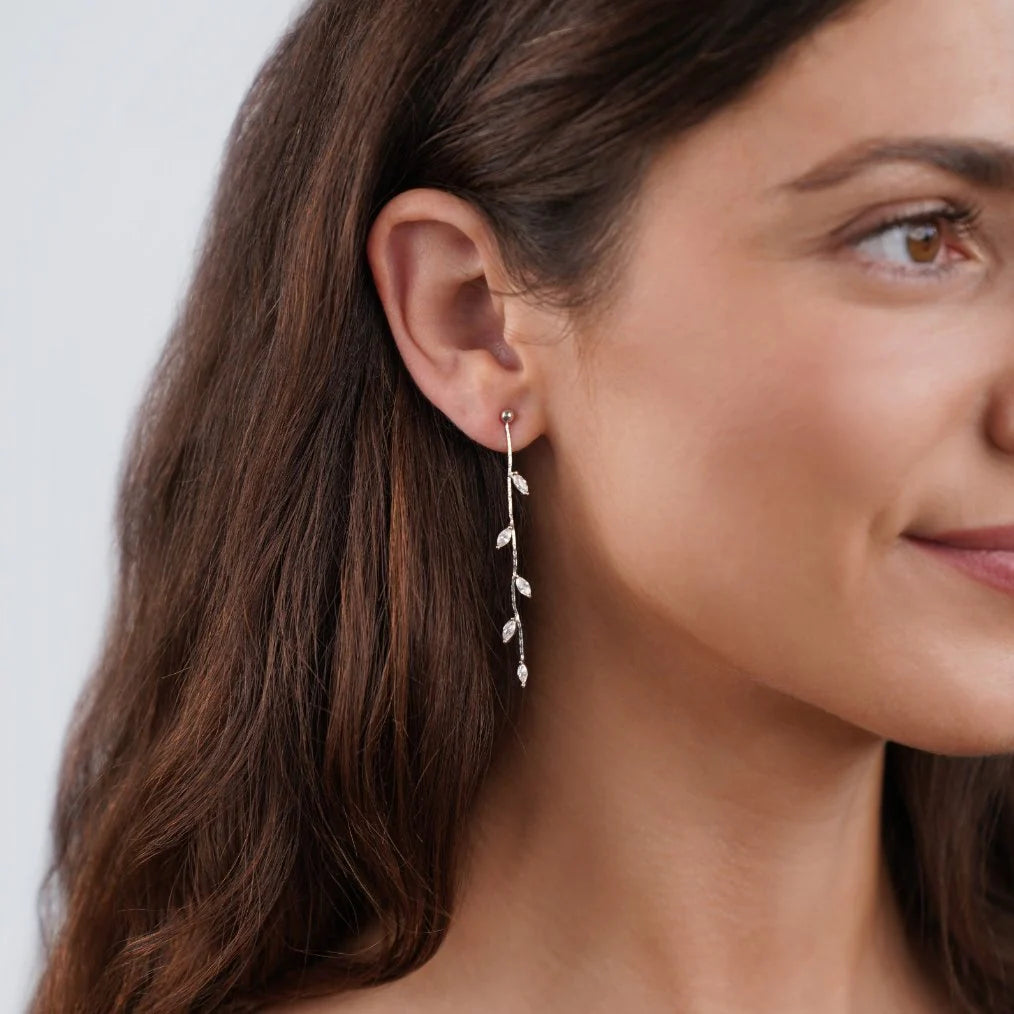 Crystal Leaf Earrings