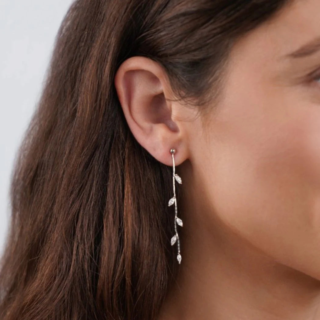 Crystal Leaf Earrings