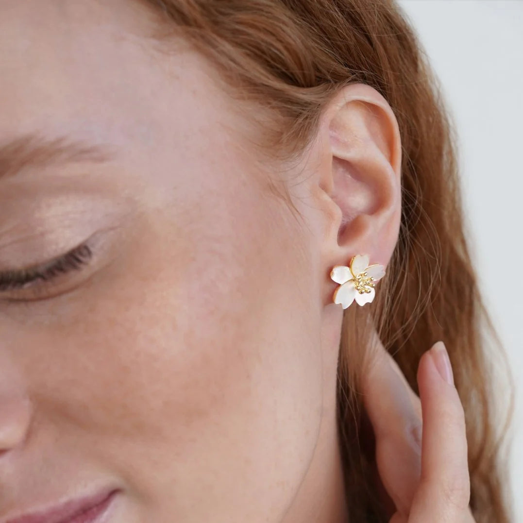 Dahlia Shell Flower Earrings