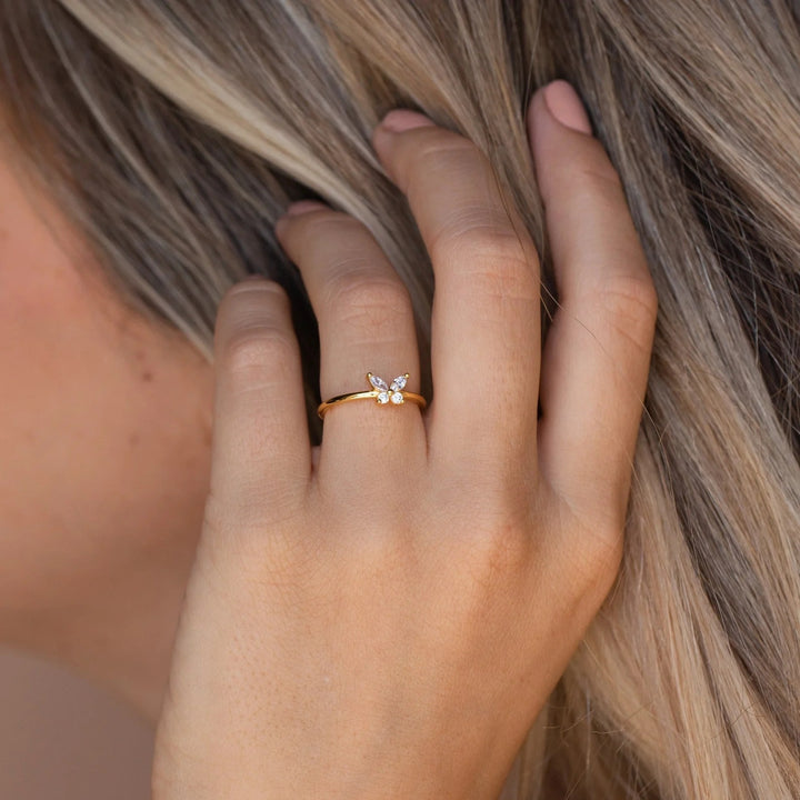 Sweet Full Diamond Butterfly Ring