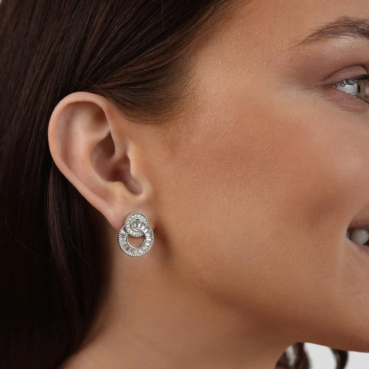 Double Crystal Hoop Earrings