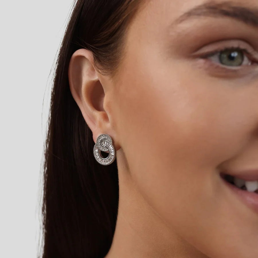 Double Crystal Hoop Earrings