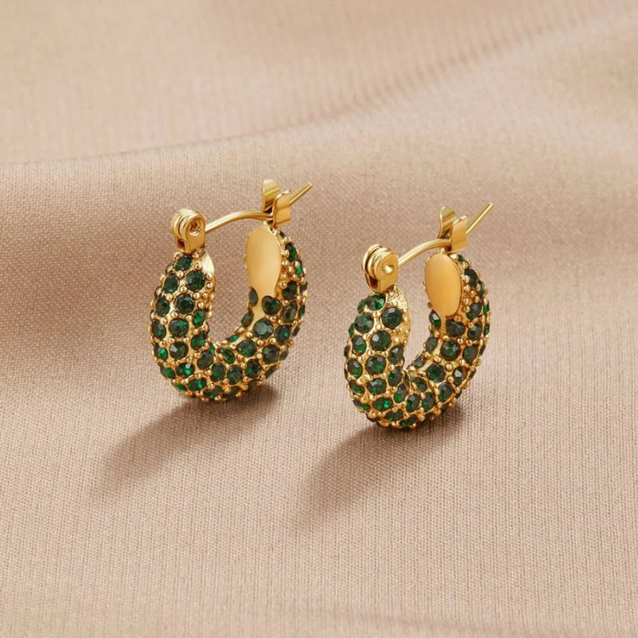 Emerald Beauty Hoop Earrings