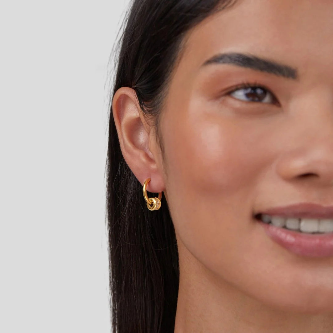 Gigi Crystal 18K Gold Hoop Earrings